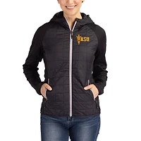 Women's Cutter & Buck Black Arizona State Sun Devils Rainier Primaloft Eco Raglan Full-Zip Hybrid Hooded Jacket