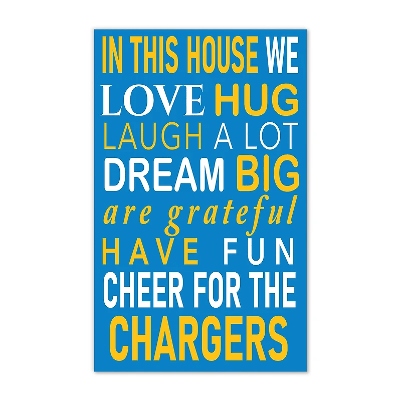 Los Angeles Chargers 11" x 19" Briteline In This House Sign