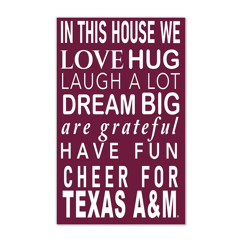 Texas A&M Aggies 11" x 19" Briteline In This House Sign