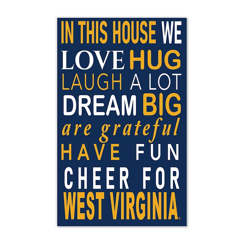 West Virginia Mountaineers 11" x 19" Briteline In This House Sign