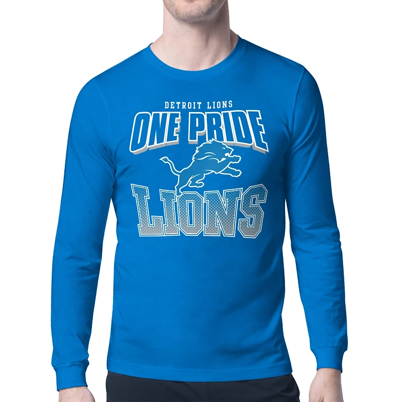 Men's Starter Detroit Lions Comic Style Slogan Long Sleeve T-Shirt