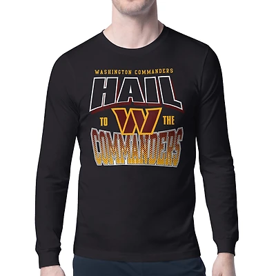 Men's Starter  Black Washington Commanders Comic Style Slogan Long Sleeve T-Shirt