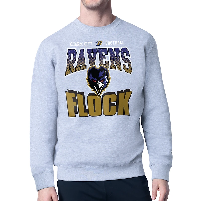 Men's Starter  Gray Baltimore Ravens Comic Style Sweatshirt