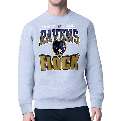 Men's Starter  Gray Baltimore Ravens Comic Style Sweatshirt