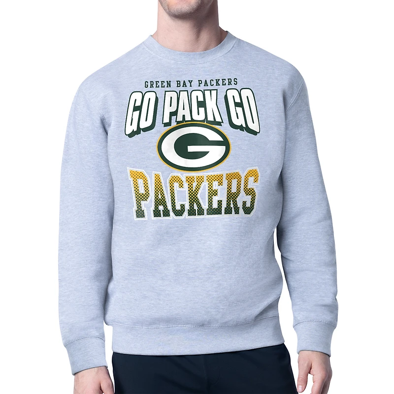 Men's Starter  Gray Green Bay Packers Comic Style Sweatshirt