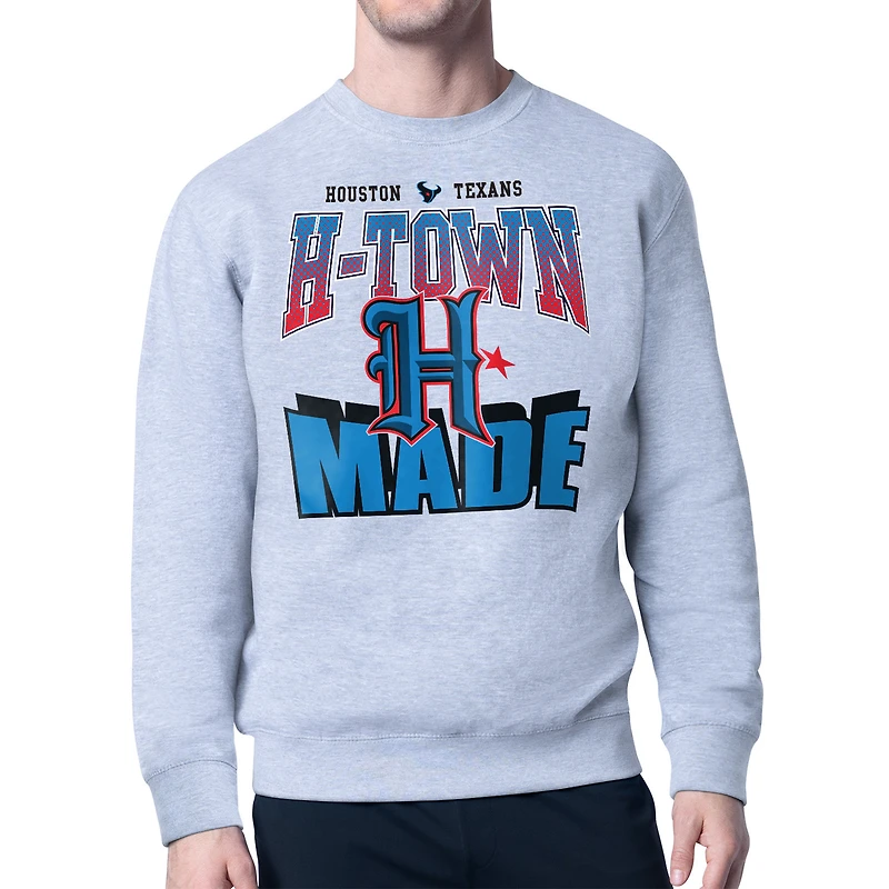 Men's Starter  Gray Houston Texans Comic Style Sweatshirt