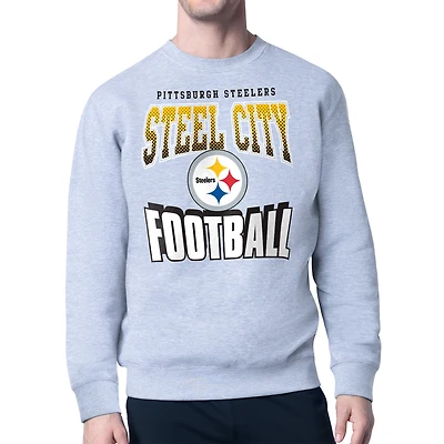 Men's Starter  Gray Pittsburgh Steelers Comic Style Sweatshirt