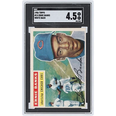 Ernie Banks Chicago Cubs 1956 Topps White Back #15 SGC Authenticated 4.5 Card