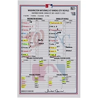 Washington Nationals Game-Used Lineup Card vs. Kansas City Royals on August 13, 2025