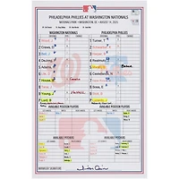 Washington Nationals Game-Used Lineup Card vs. Philadelphia Phillies on August 14, 2025