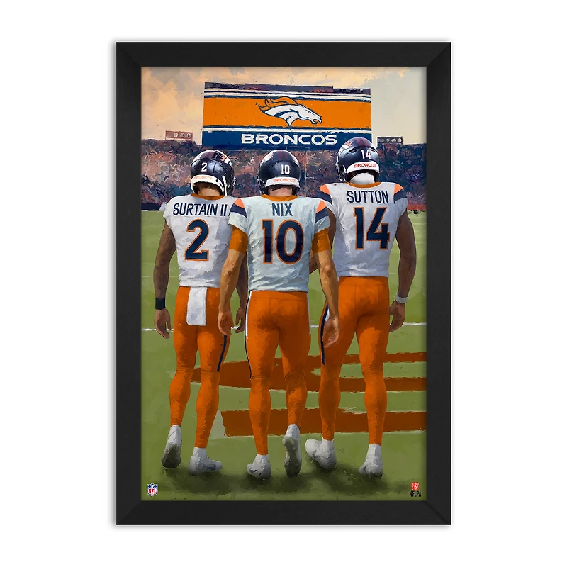 Pat Surtain II, Bo Nix & Courtland Sutton Denver Broncos Framed Three-Player Art Print