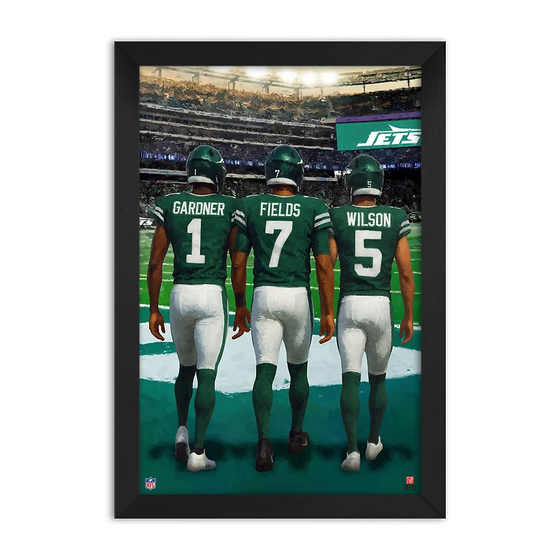 Sauce Gardner, Justin Fields & Garrett Wilson New York Jets Framed Three-Player Art Print