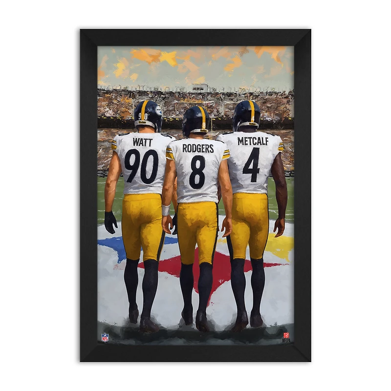 Aaron Rodgers, DK Metcalf & T.J. Watt Pittsburgh Steelers Framed Three-Player Art Print