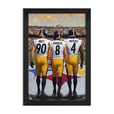 Aaron Rodgers, DK Metcalf & T.J. Watt Pittsburgh Steelers Framed Three-Player Art Print