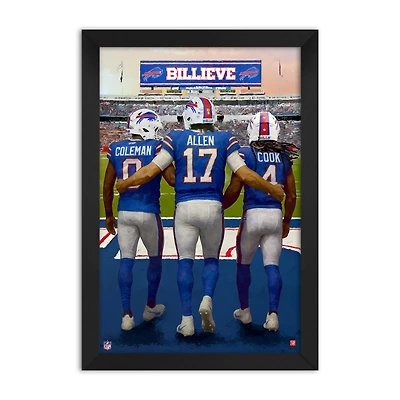 Keon Coleman, Josh Allen & James Cook Buffalo Bills Framed Three-Player Art Print