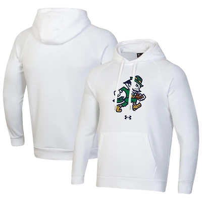 Men's Under Armour White Notre Dame Fighting Irish Leprechaun Rival Fleece Hoodie