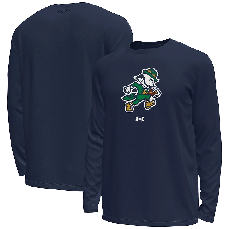 Men's Under Armour Navy Notre Dame Fighting Irish Leprechaun HeatGear Long Sleeve T-Shirt