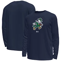 Men's Under Armour Navy Notre Dame Fighting Irish Leprechaun HeatGear Long Sleeve T-Shirt