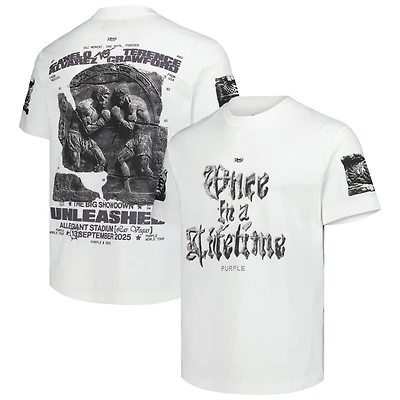 Canelo vs. Crawford Men's Purple Brand White Once A Lifetime Event T-Shirt