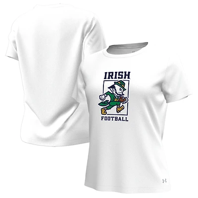 Women's Under Armour White Notre Dame Fighting Irish Leprechaun Tech Stretch T-Shirt