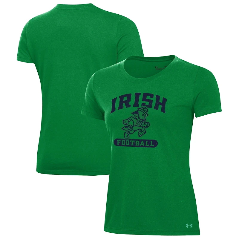 Women's Under Armour Kelly Green Notre Dame Fighting Irish Leprechaun HeatGear T-Shirt