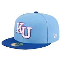 Men's New Era Light Blue/Royal Kansas Jayhawks On-Field Baseball Fitted Hat
