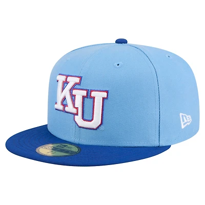 Men's New Era Light Blue/Royal Kansas Jayhawks On-Field Baseball Fitted Hat