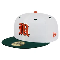 Men's New Era White/Green Miami Hurricanes On-Field Baseball Fitted Hat
