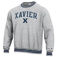 Men's Champion Gray Xavier Musketeers Reverse Weave Yarn Dye Sweatshirt