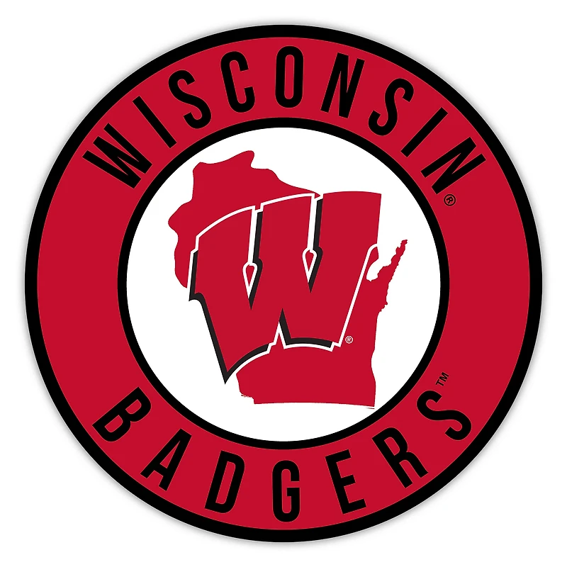 Wisconsin Badgers 12" State Circle Sign