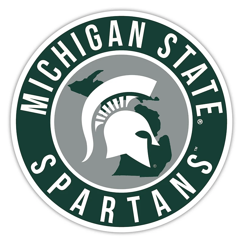 Michigan State Spartans 12" State Circle Sign