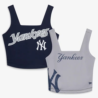 Women's New Era Navy New York Yankees Reversible Cropped Sport Classics Tank Top
