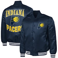 Men's G-III Sports by Carl Banks Navy Indiana Pacers Adaptive Bold Logo Satin Varsity Jacket
