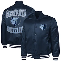 Men's G-III Sports by Carl Banks Navy Memphis Grizzlies Adaptive Bold Logo Satin Varsity Jacket