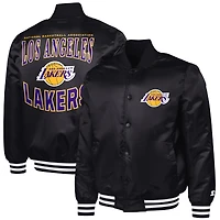 Men's G-III Sports by Carl Banks Black Los Angeles Lakers Adaptive Bold Logo Satin Varsity Jacket