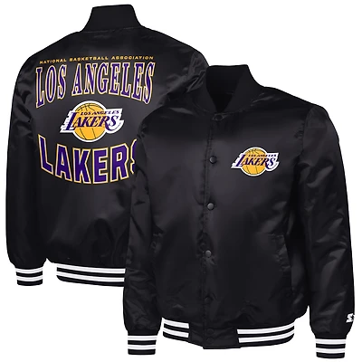 Men's G-III Sports by Carl Banks Black Los Angeles Lakers Adaptive Bold Logo Satin Varsity Jacket