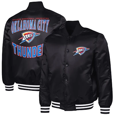 Men's G-III Sports by Carl Banks Black Oklahoma City Thunder Adaptive Bold Logo Satin Varsity Jacket