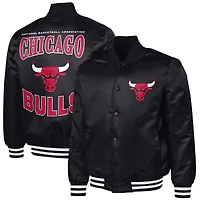 Men's G-III Sports by Carl Banks Black Chicago Bulls Adaptive Bold Logo Satin Varsity Jacket