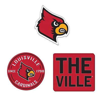 WinCraft  Louisville Cardinals 3-Pack Premium Fridge Magnet Set