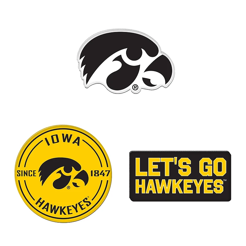 WinCraft  Iowa Hawkeyes 3-Pack Premium Fridge Magnet Set