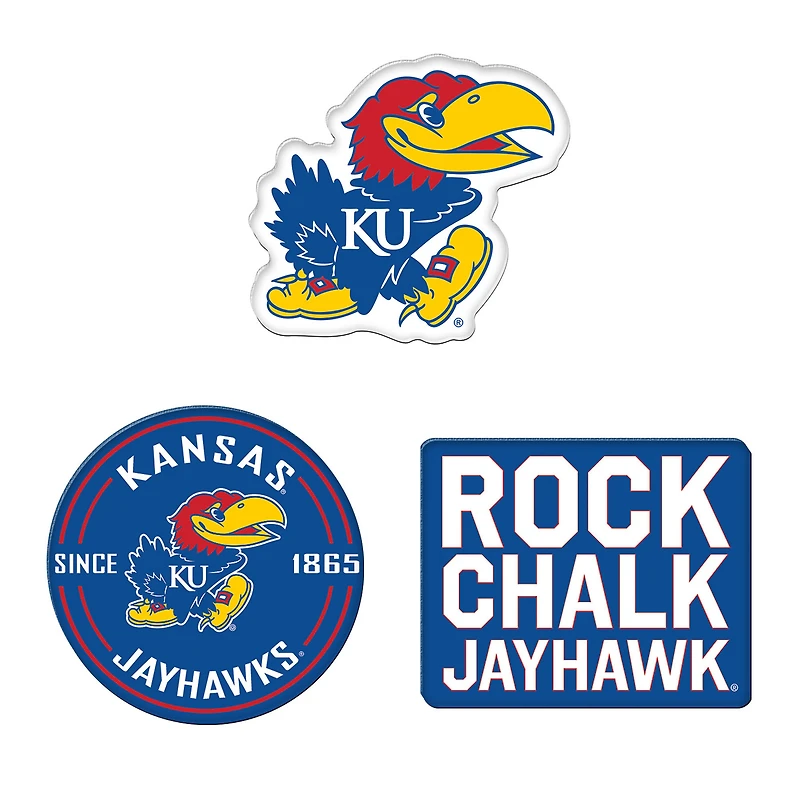 WinCraft  Kansas Jayhawks 3-Pack Premium Fridge Magnet Set