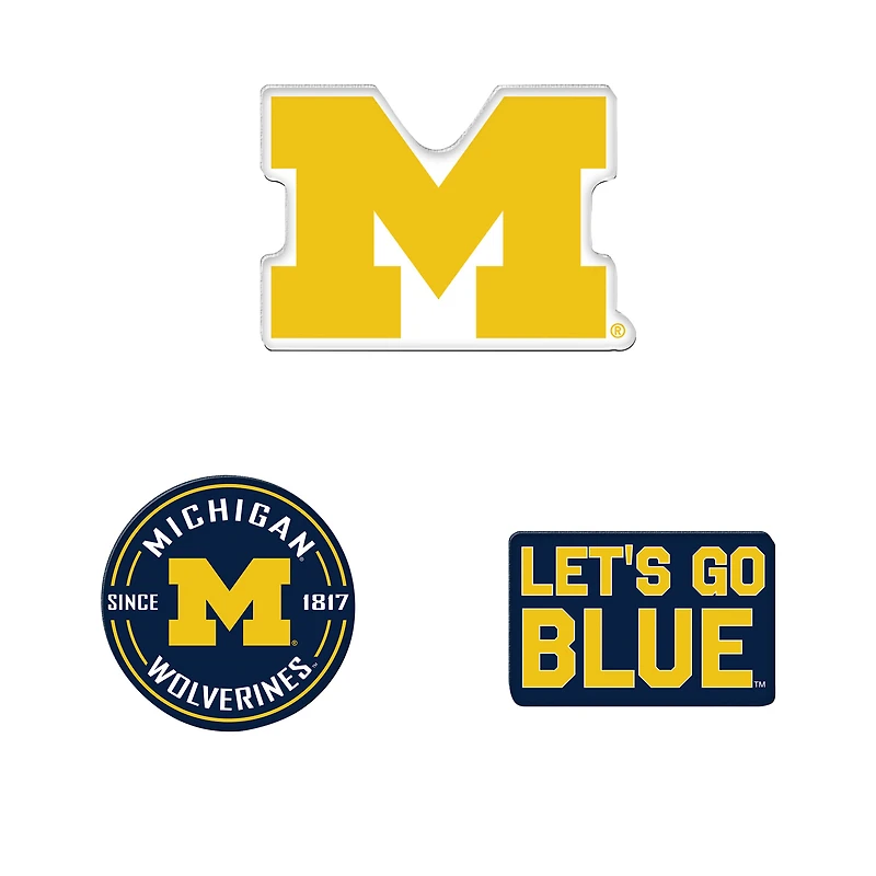WinCraft Michigan Wolverines 3-Pack Premium Fridge Magnet Set