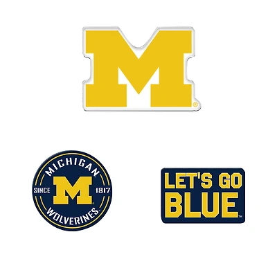 WinCraft  Michigan Wolverines 3-Pack Premium Fridge Magnet Set