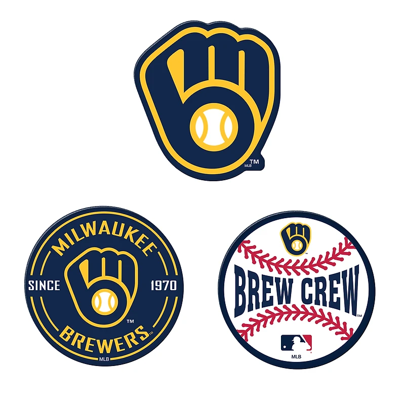 WinCraft  Milwaukee Brewers 3-Pack Premium Fridge Magnet Set