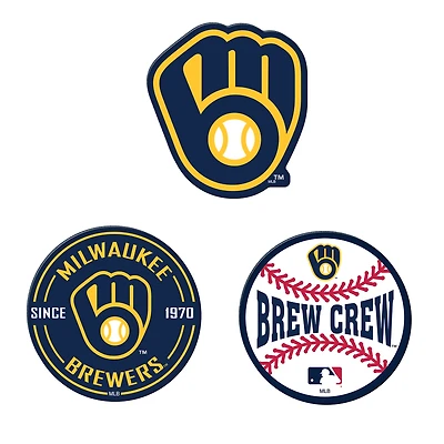 WinCraft  Milwaukee Brewers 3-Pack Premium Fridge Magnet Set