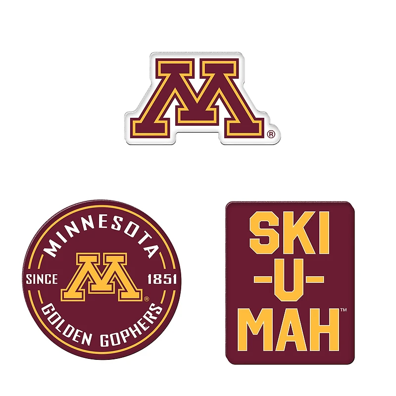 WinCraft  Minnesota Golden Gophers 3-Pack Premium Fridge Magnet Set