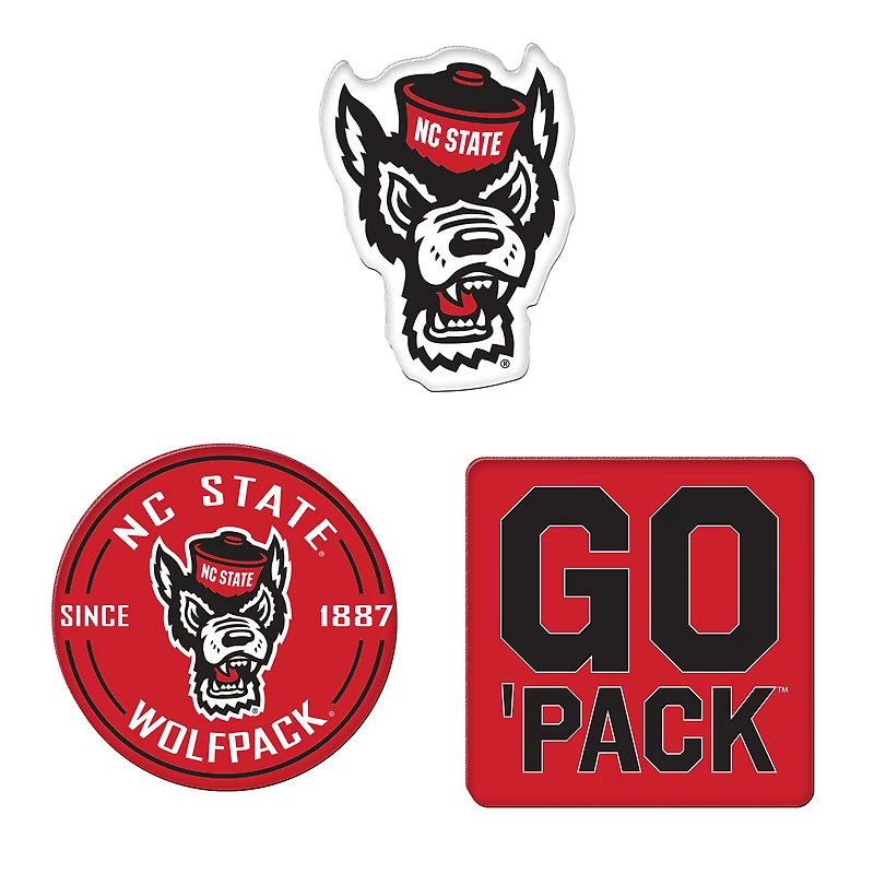 WinCraft NC State Wolfpack 3-Pack Premium Fridge Magnet Set