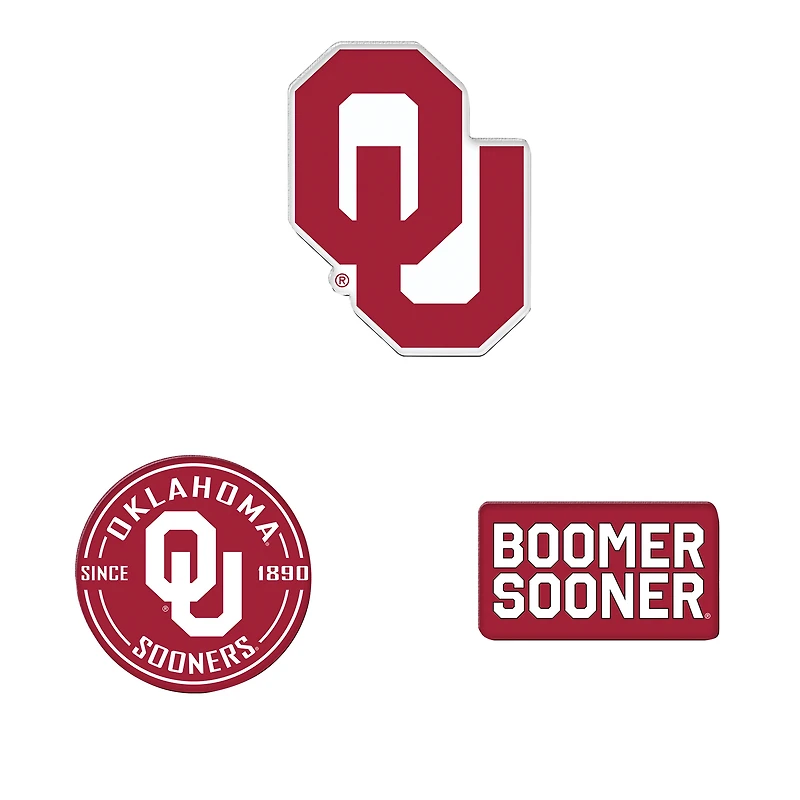 WinCraft Oklahoma Sooners 3-Pack Premium Fridge Magnet Set