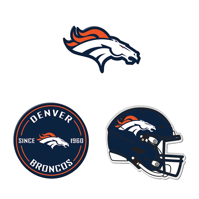 WinCraft  Denver Broncos 3-Pack Premium Fridge Magnet Set