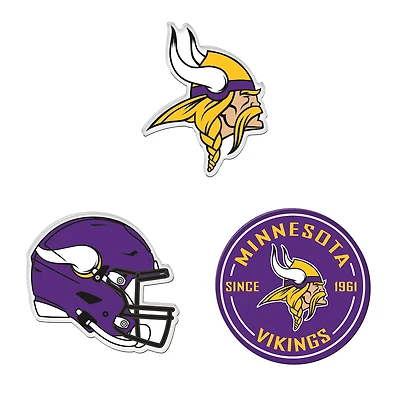 WinCraft Minnesota Vikings 3-Pack Premium Fridge Magnet Set